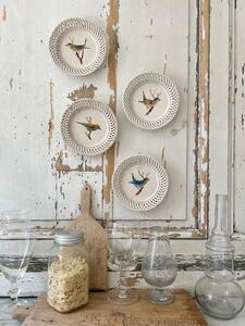 Suite de 4 assiettes faïence oiseaux 1900