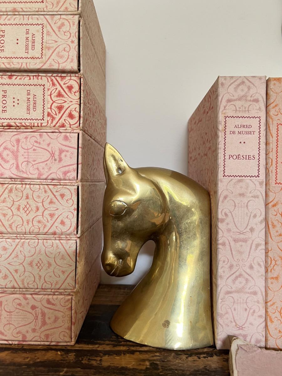 Paire de serre-livres chevaux laiton 1940