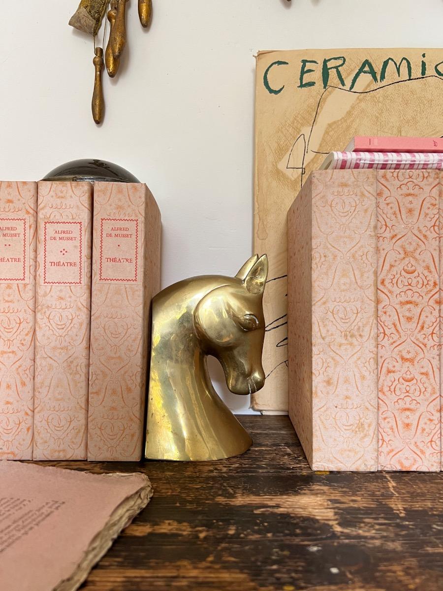 Paire de serre-livres chevaux laiton 1940