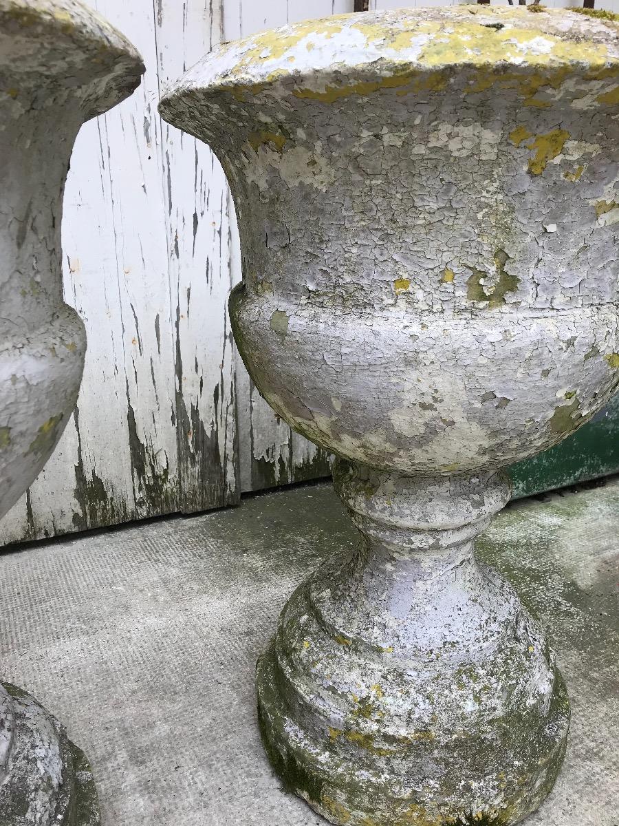 Pair of cement garden vases. 