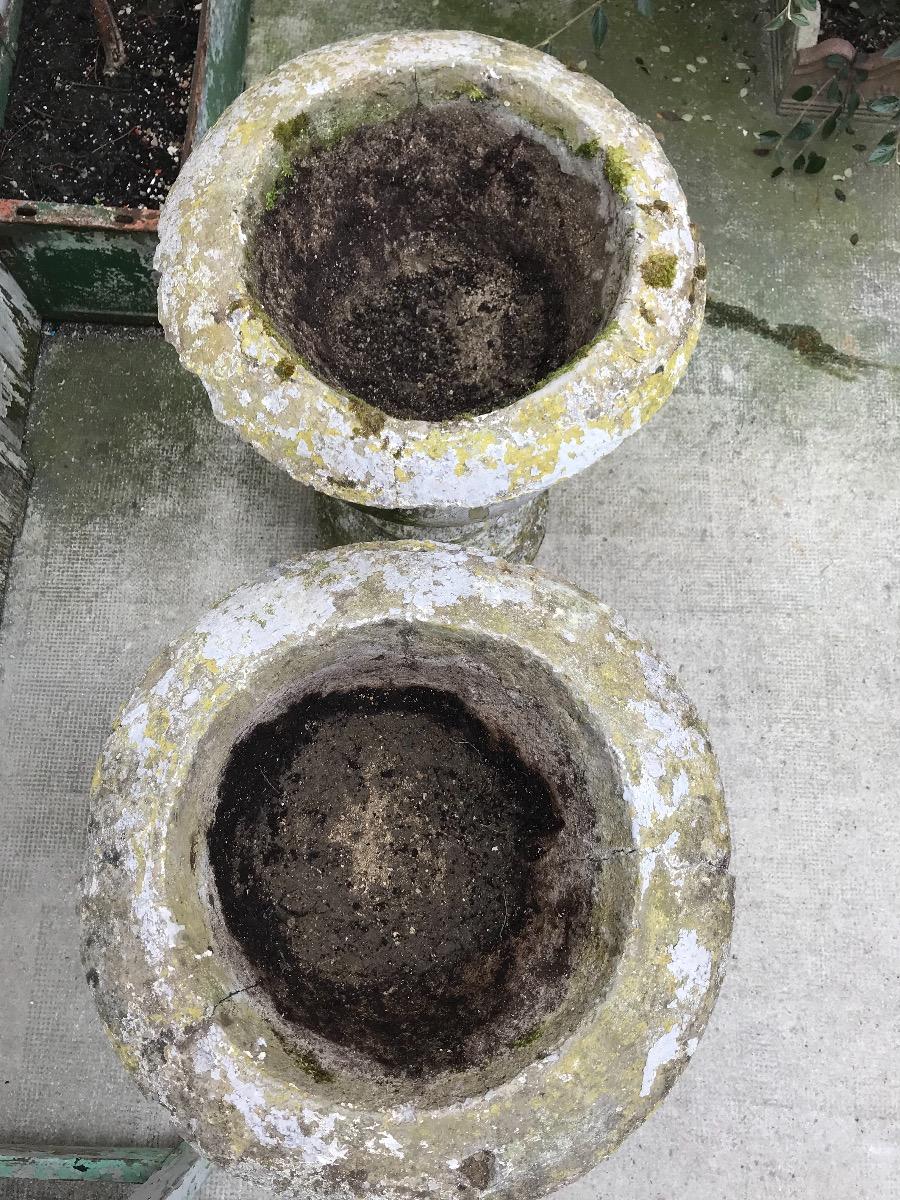 Pair of cement garden vases. 