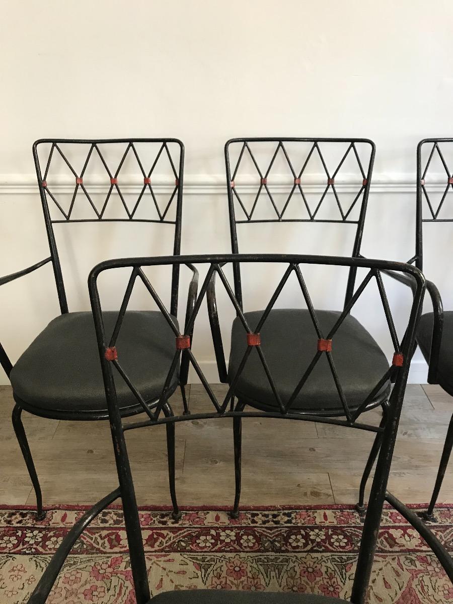 Set of 6 metal armchairs. 