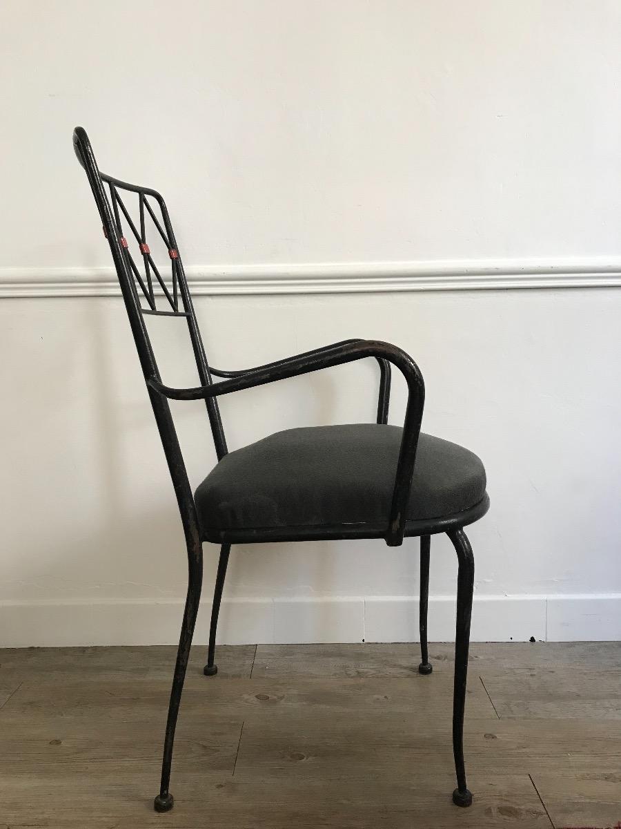 Set of 6 metal armchairs. 