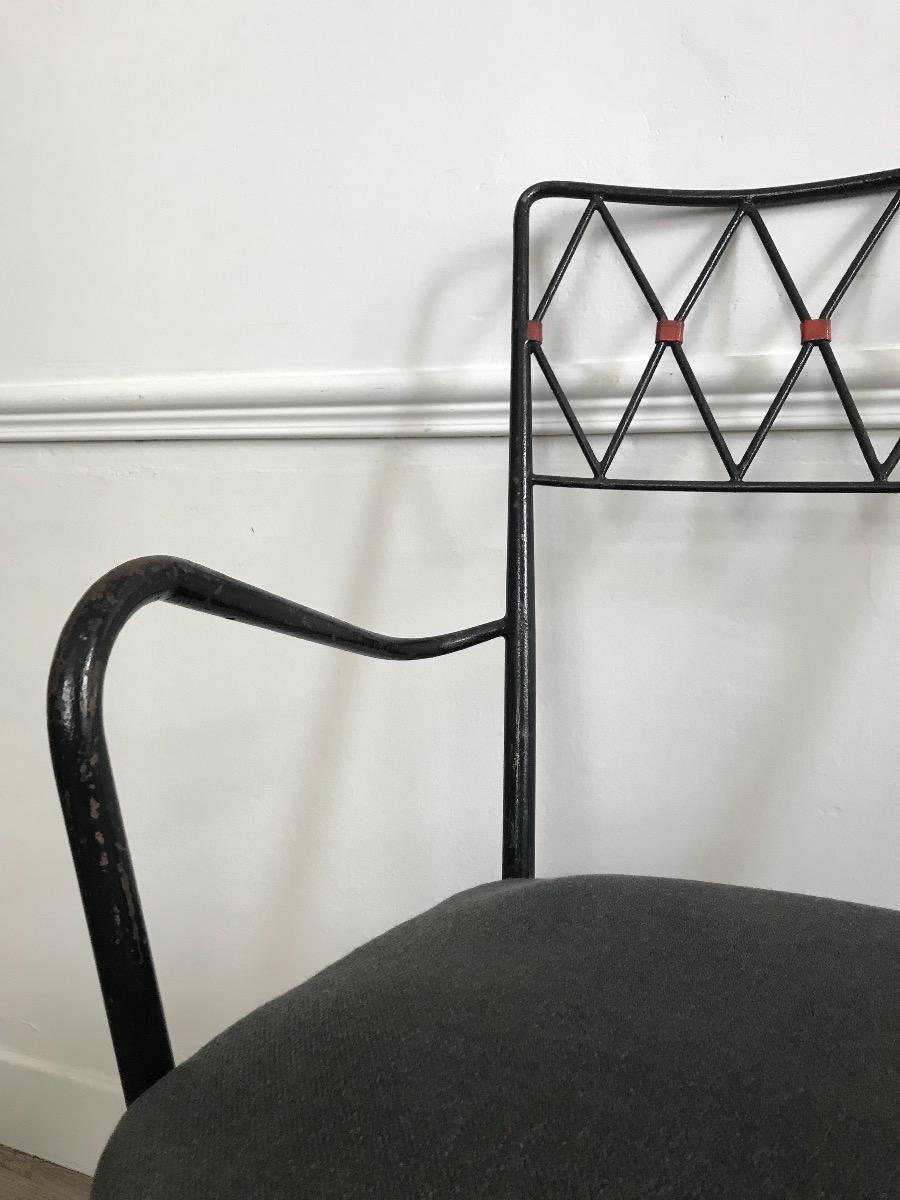 Set of 6 metal armchairs. 