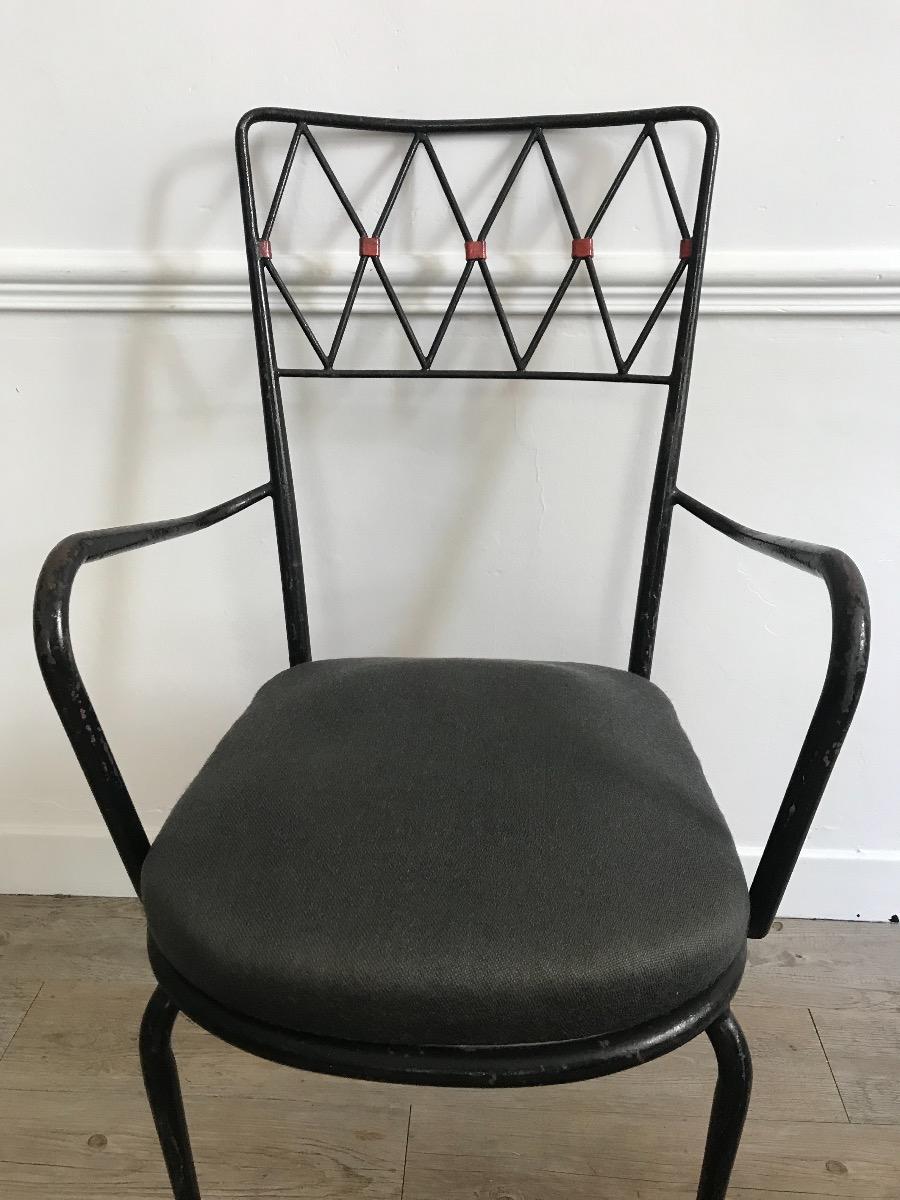 Set of 6 metal armchairs. 