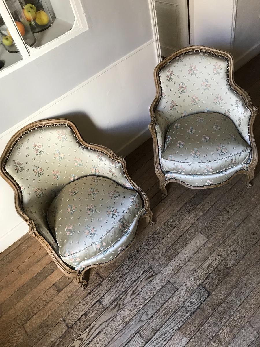 Pair of Louis XV style armchairs. Original patina.