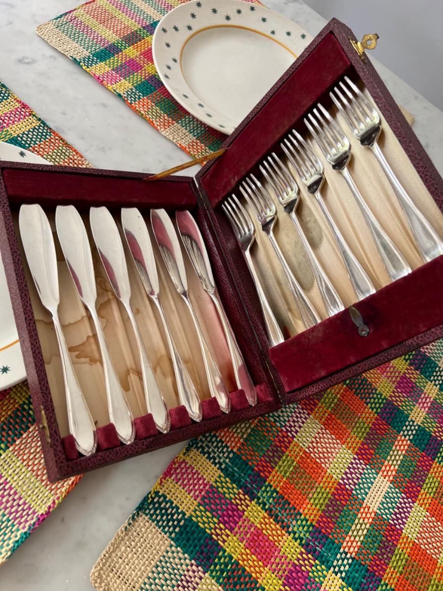 Melon cutlery / 6 forks + 6 knives
