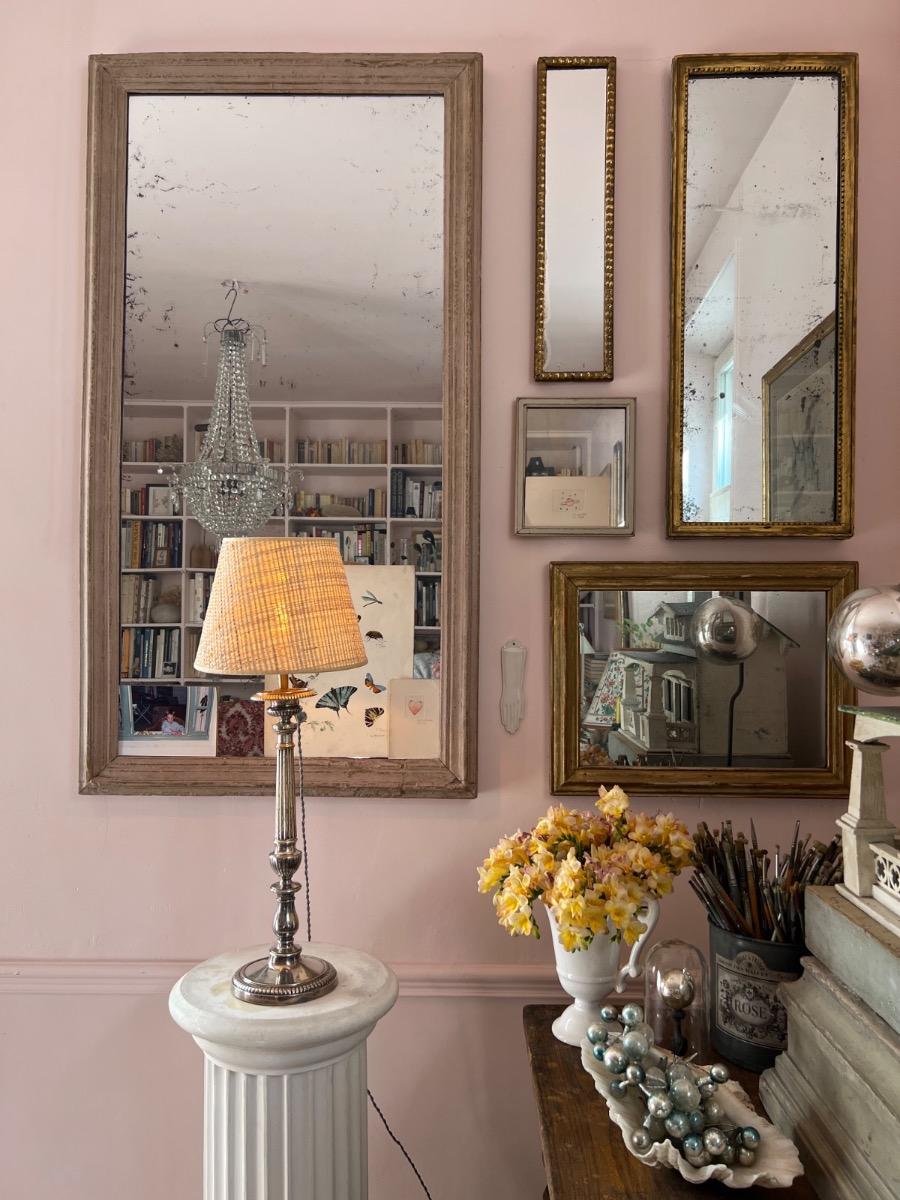 Silvered metal lamp