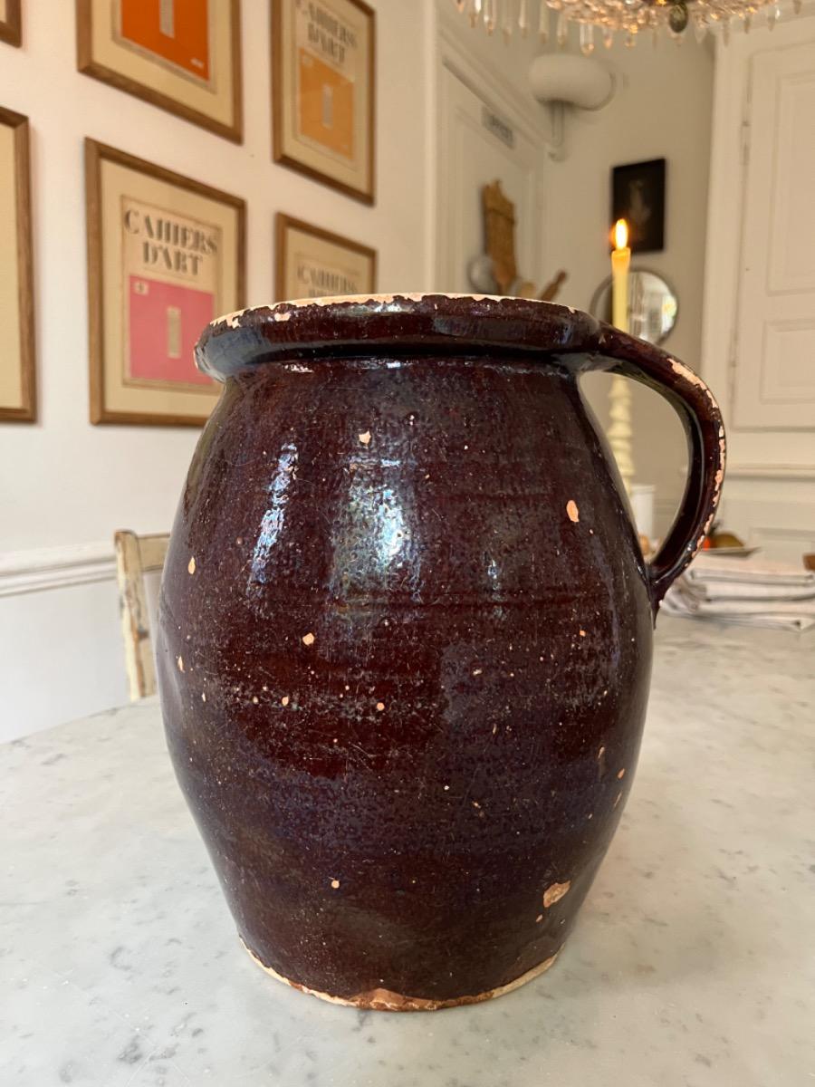 19th c. large earthenware pitcher
