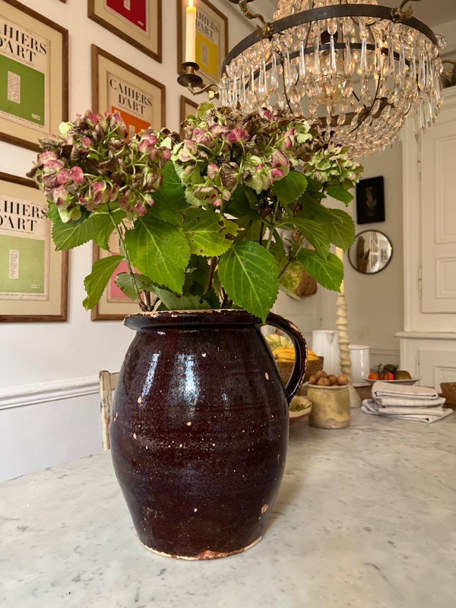 19th c. large earthenware pitcher