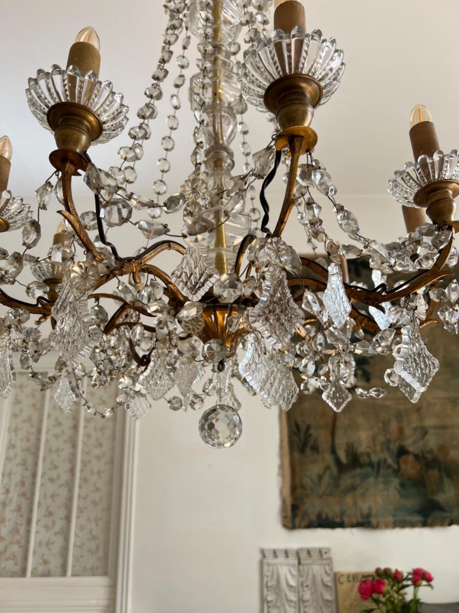 Bronze and glass chandelier