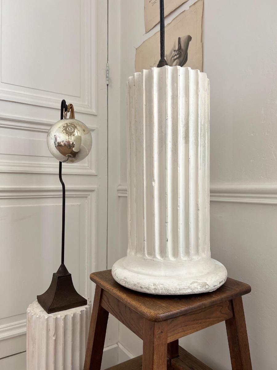 Paire de colonnes néoclassiques plâtre 1940
