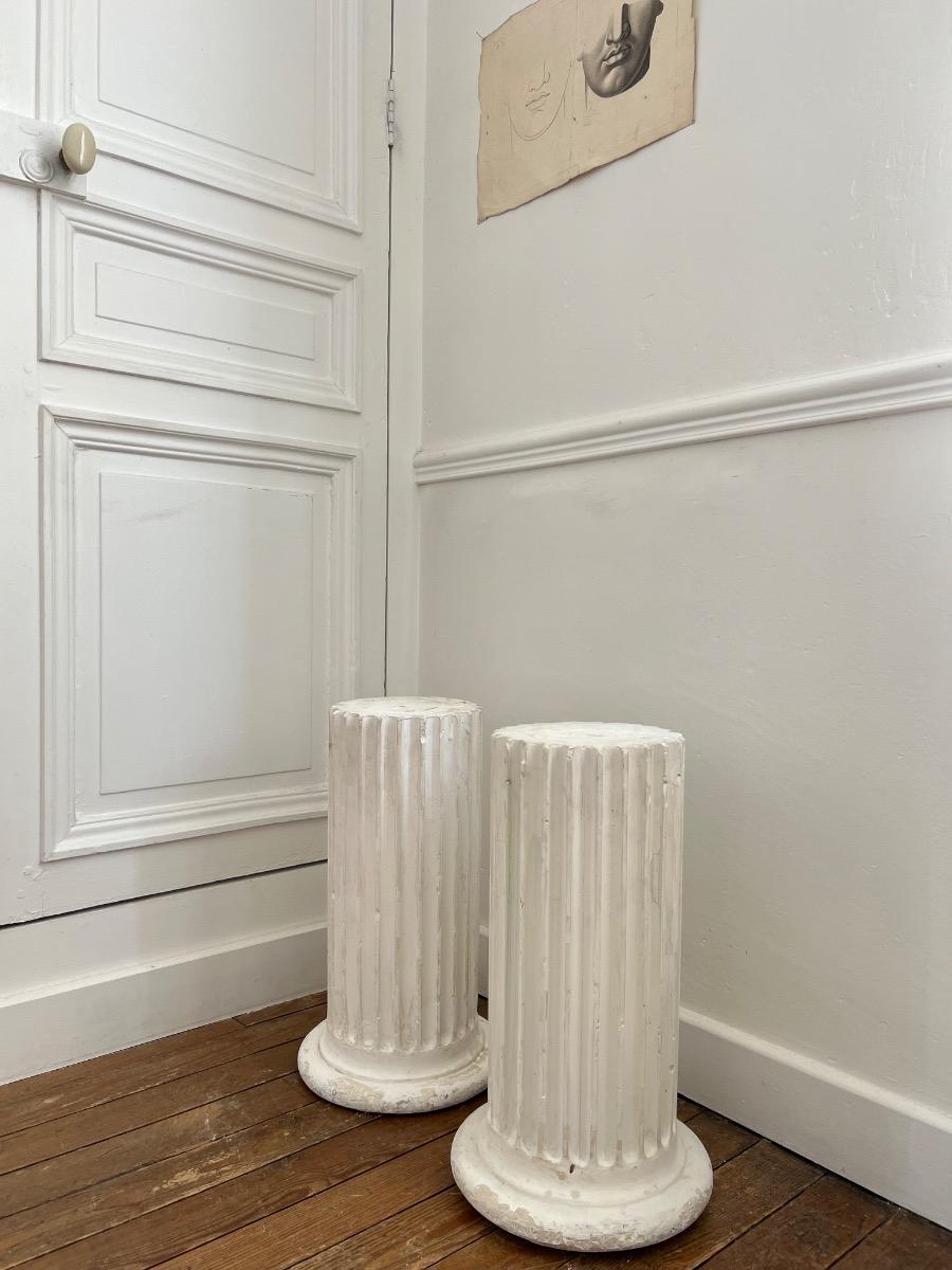 Paire de colonnes néoclassiques plâtre 1940