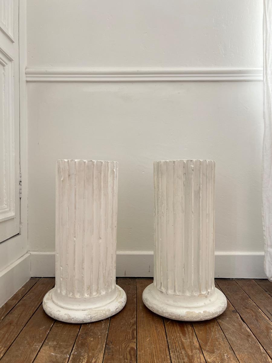 Paire de colonnes néoclassiques plâtre 1940