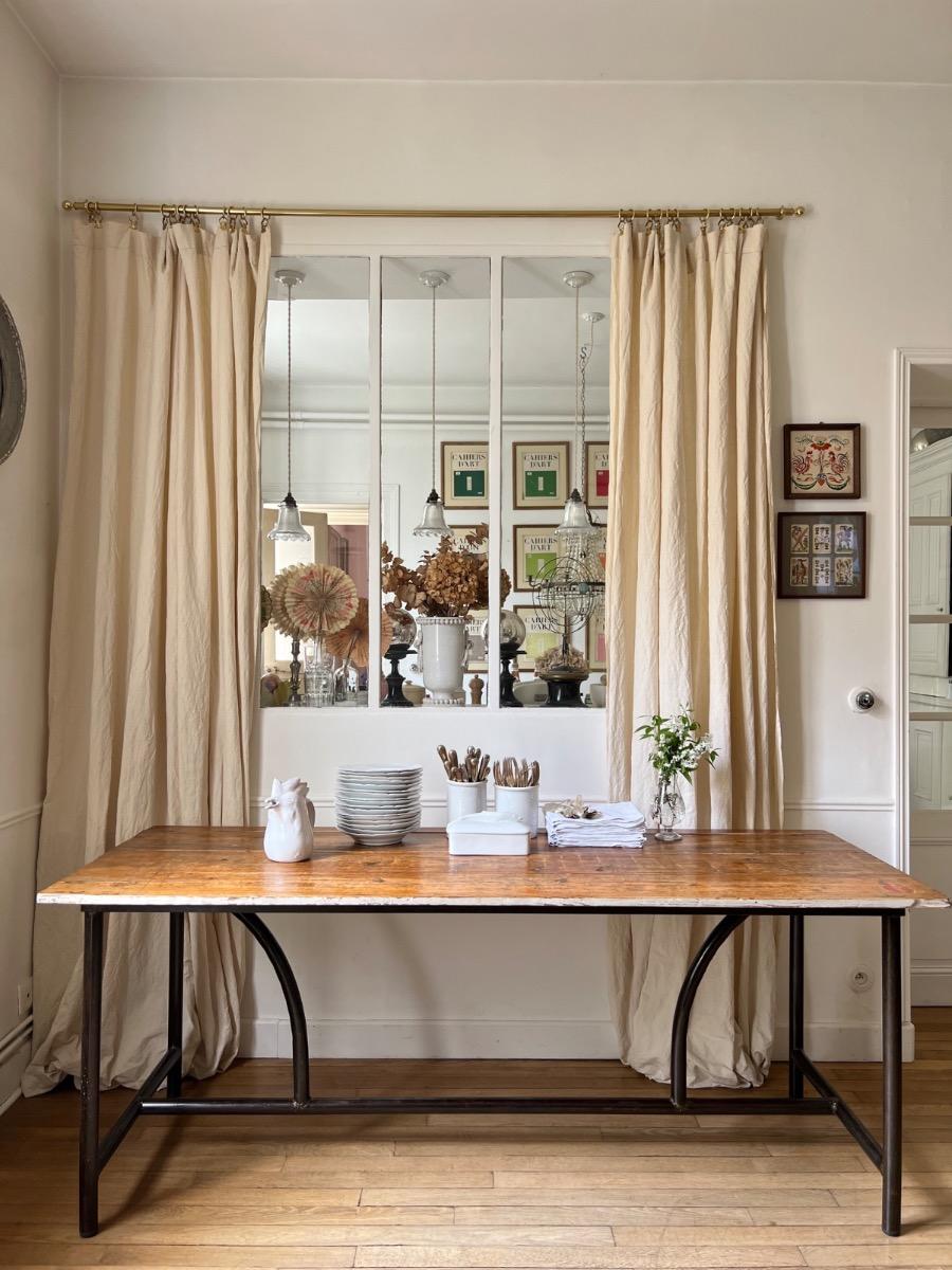 Grande table de travail métal et sapin