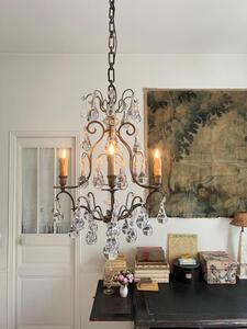 Lustre bronze pendeloques gouttes 1930