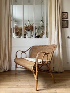 Banquette rotin tressé 1950