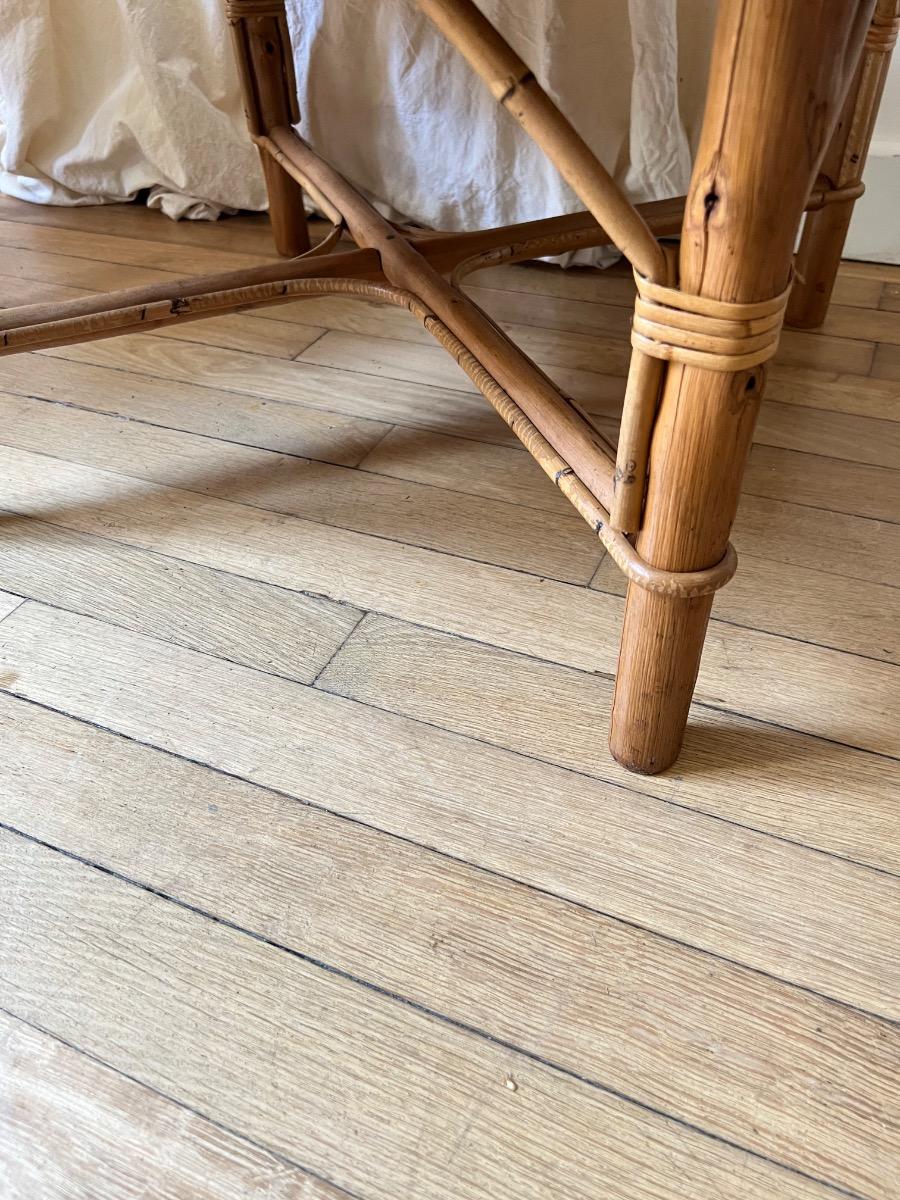 Table basse rotin 1950