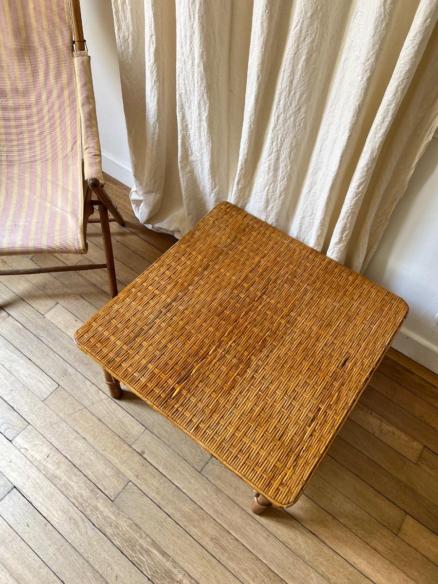 Table basse rotin 1950