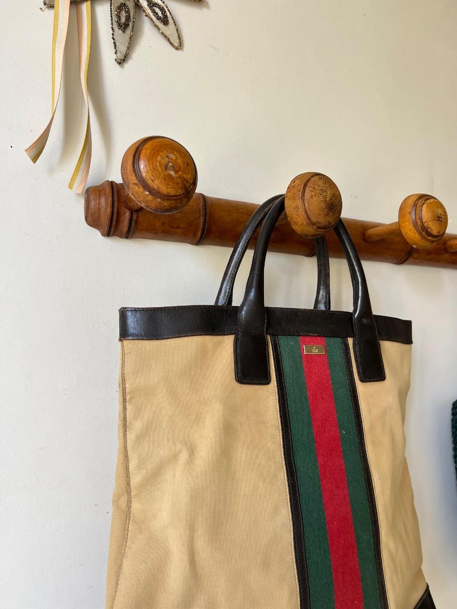 Long porte-manteau bois façon bambou 1920