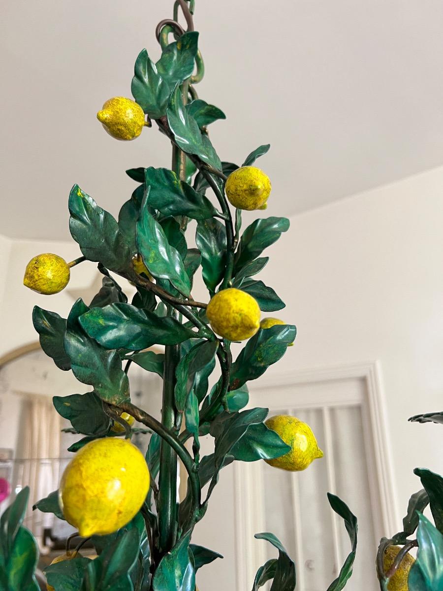 Lustre aux citrons métal peint 1960