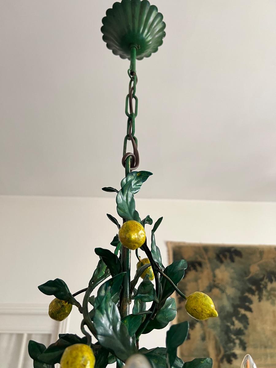 Lustre aux citrons métal peint 1960