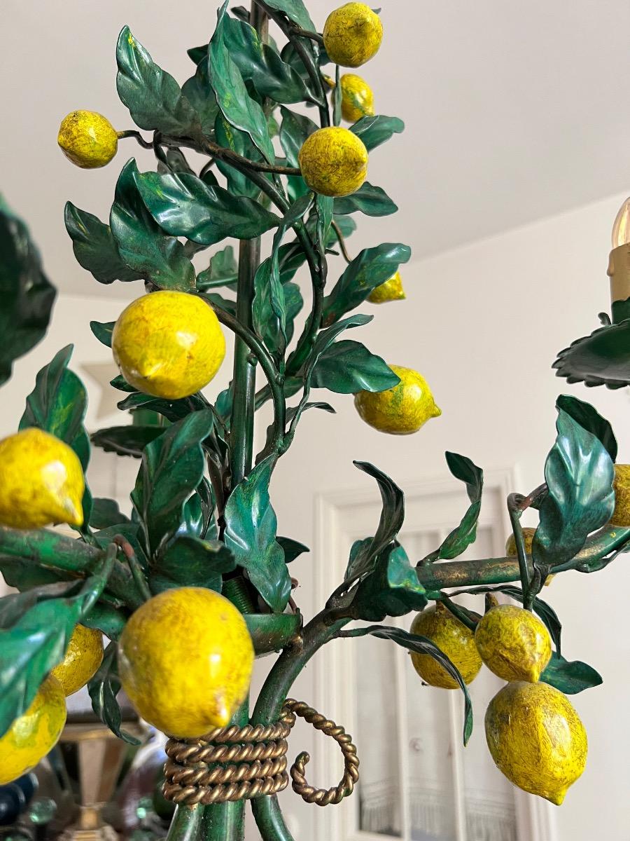 Lustre aux citrons métal peint 1960