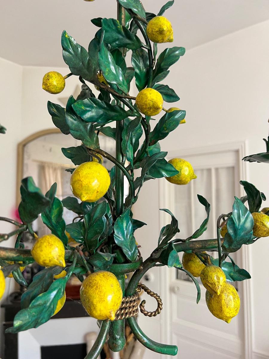 Lustre aux citrons métal peint 1960