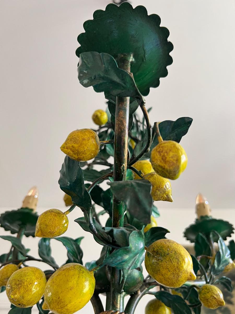Lustre aux citrons métal peint 1960