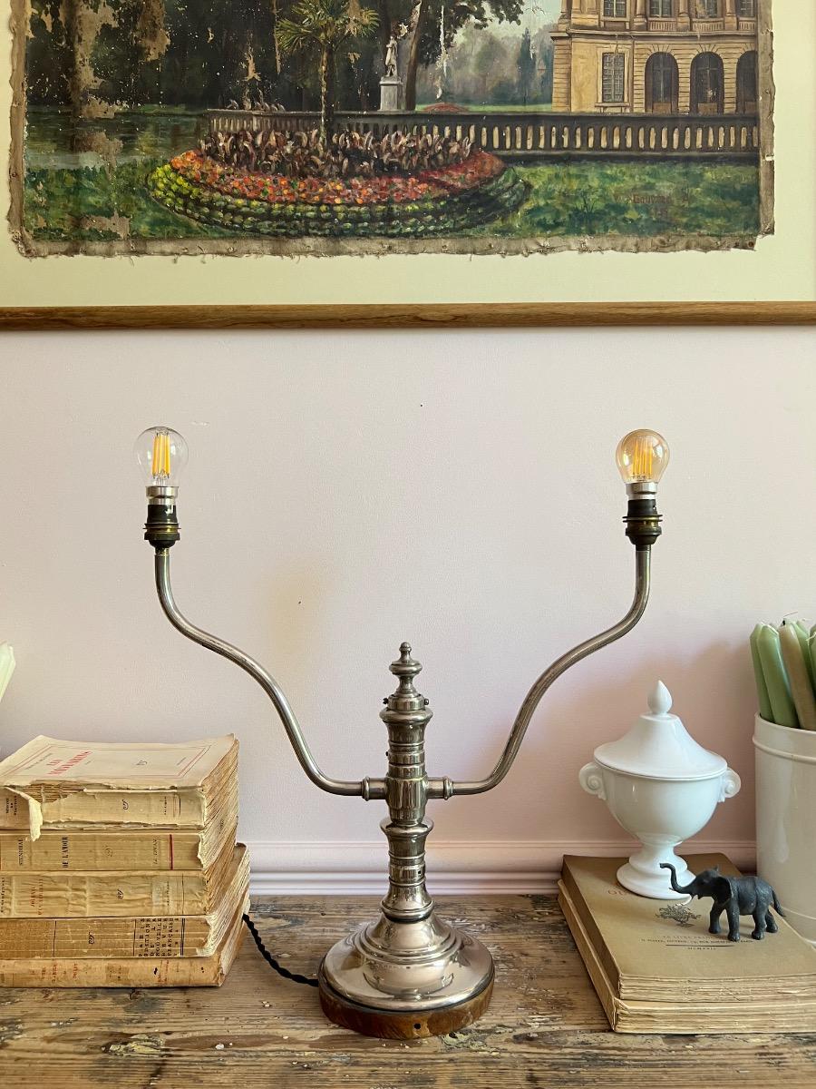Lampe acier nickelé 1920