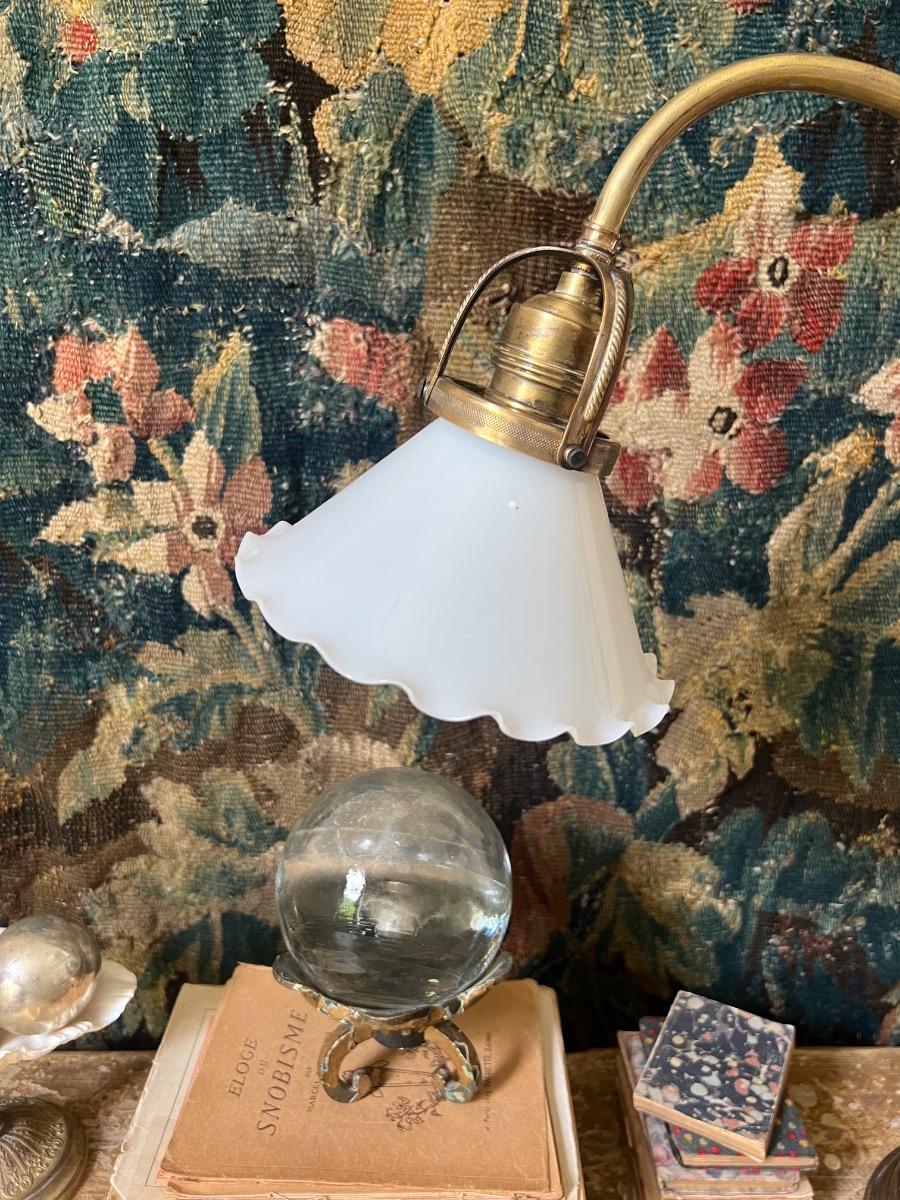Lampe ajustable bronze/laiton/opaline