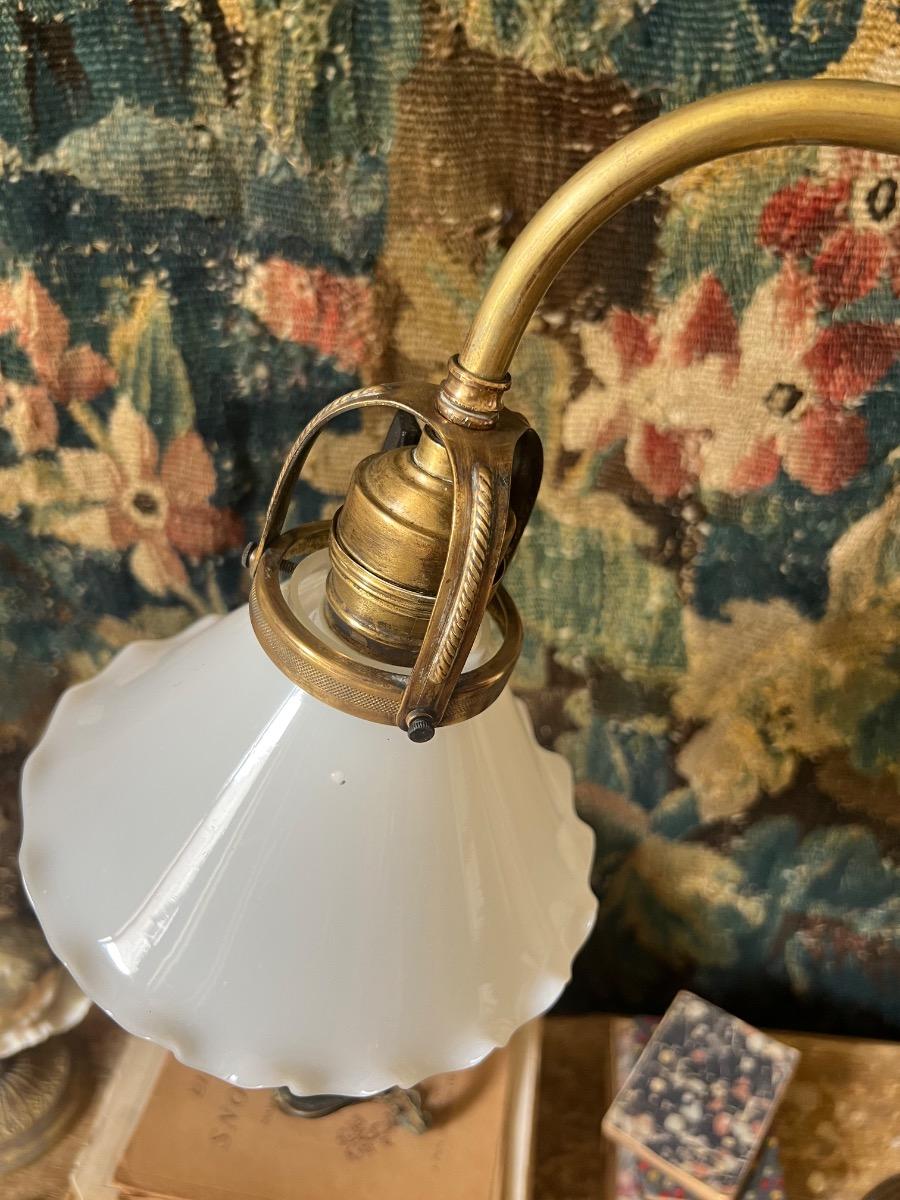 Lampe ajustable bronze/laiton/opaline