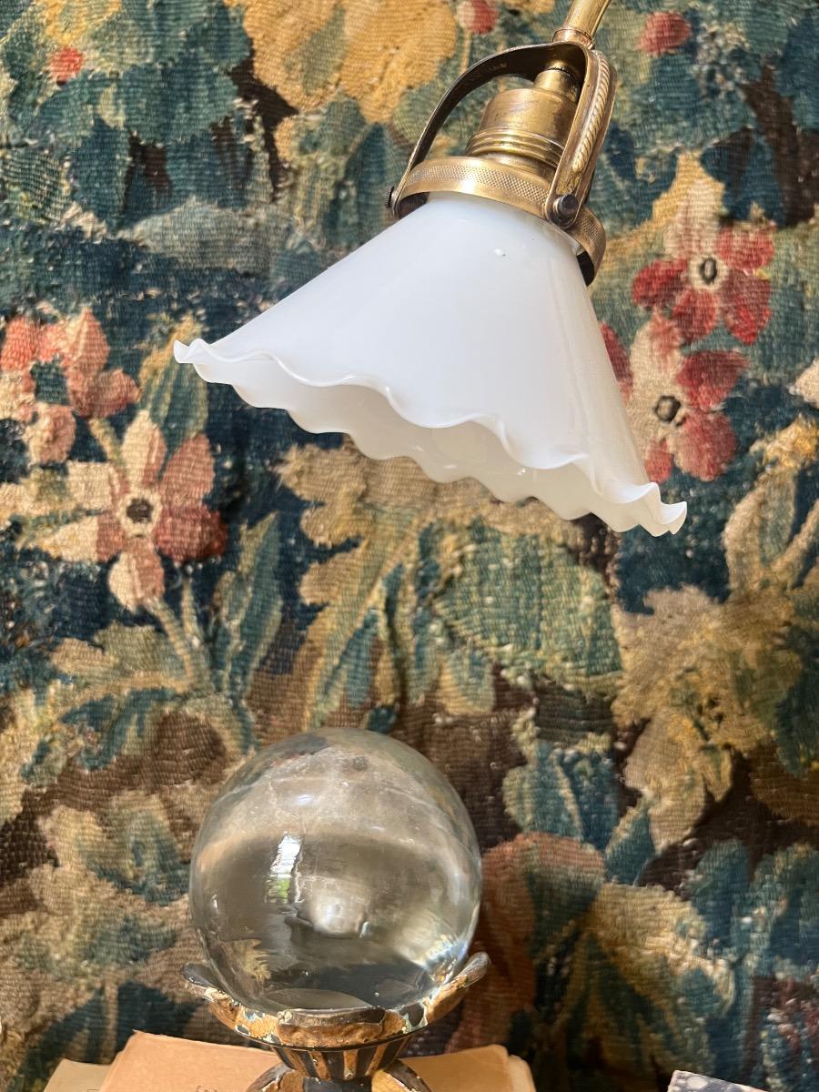 Lampe ajustable bronze/laiton/opaline