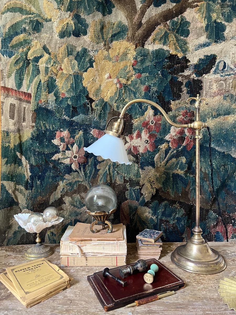 Lampe ajustable bronze/laiton/opaline