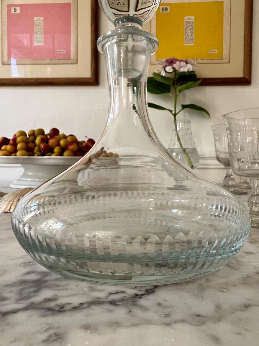 Carafe à décanter verre ciselé 1940
