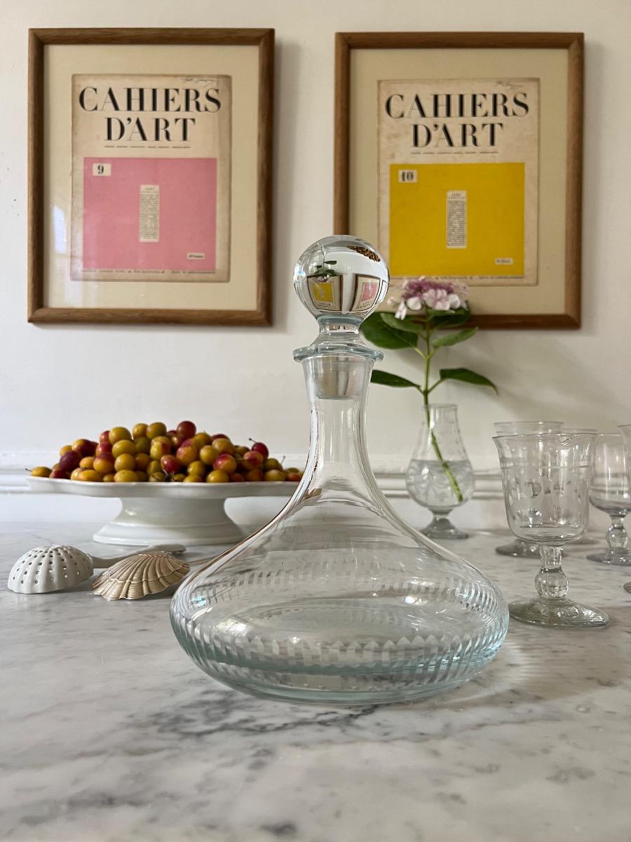 Carafe à décanter verre ciselé 1940