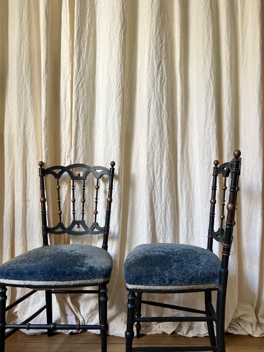 Suite de 4 chaises NIII décor polychrome