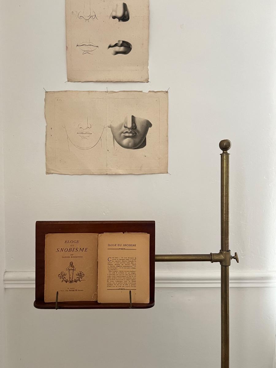 Liseuse ajustable bronze fonte noyer 1900