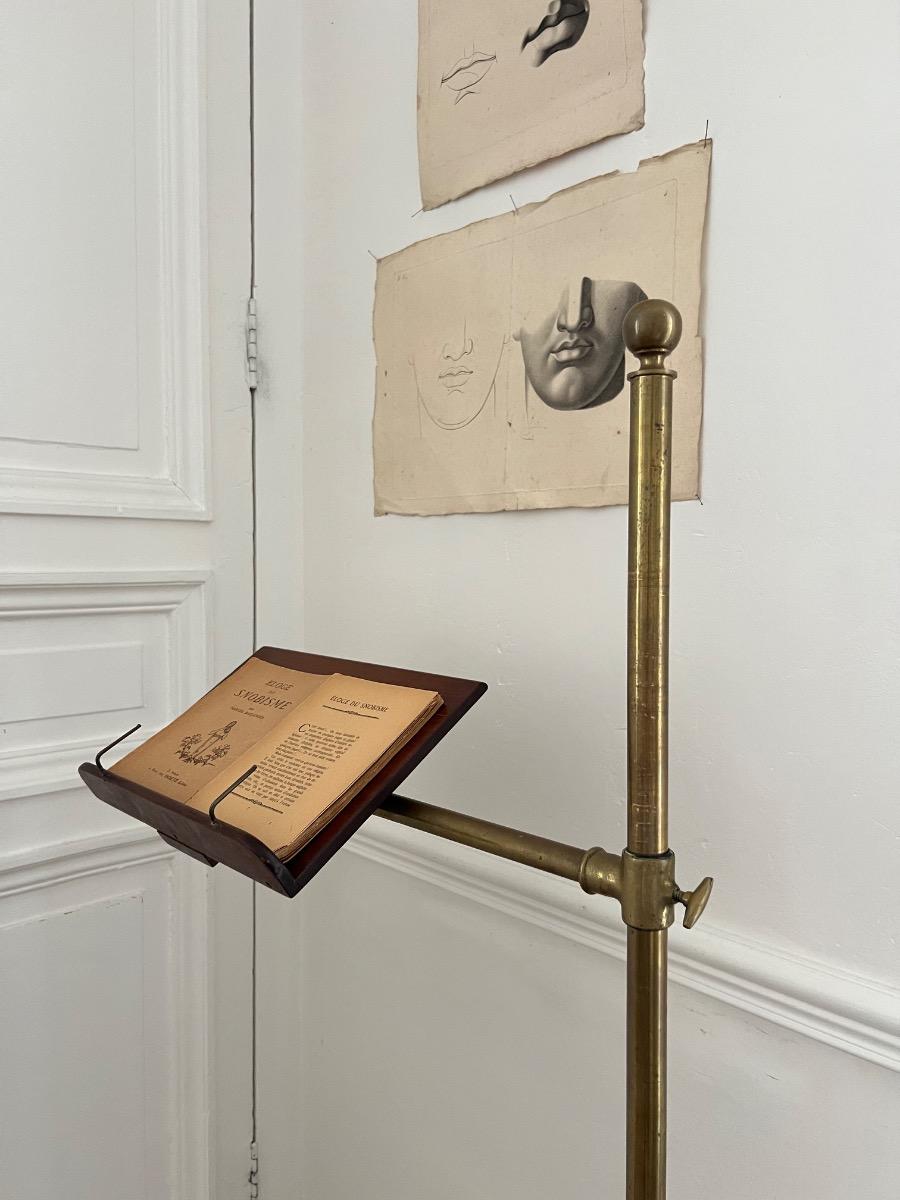 Liseuse ajustable bronze fonte noyer 1900