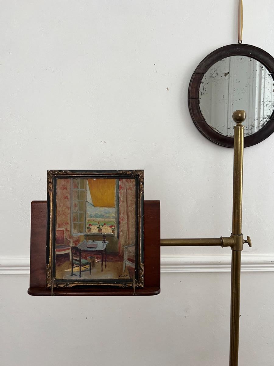 Liseuse ajustable bronze fonte noyer 1900