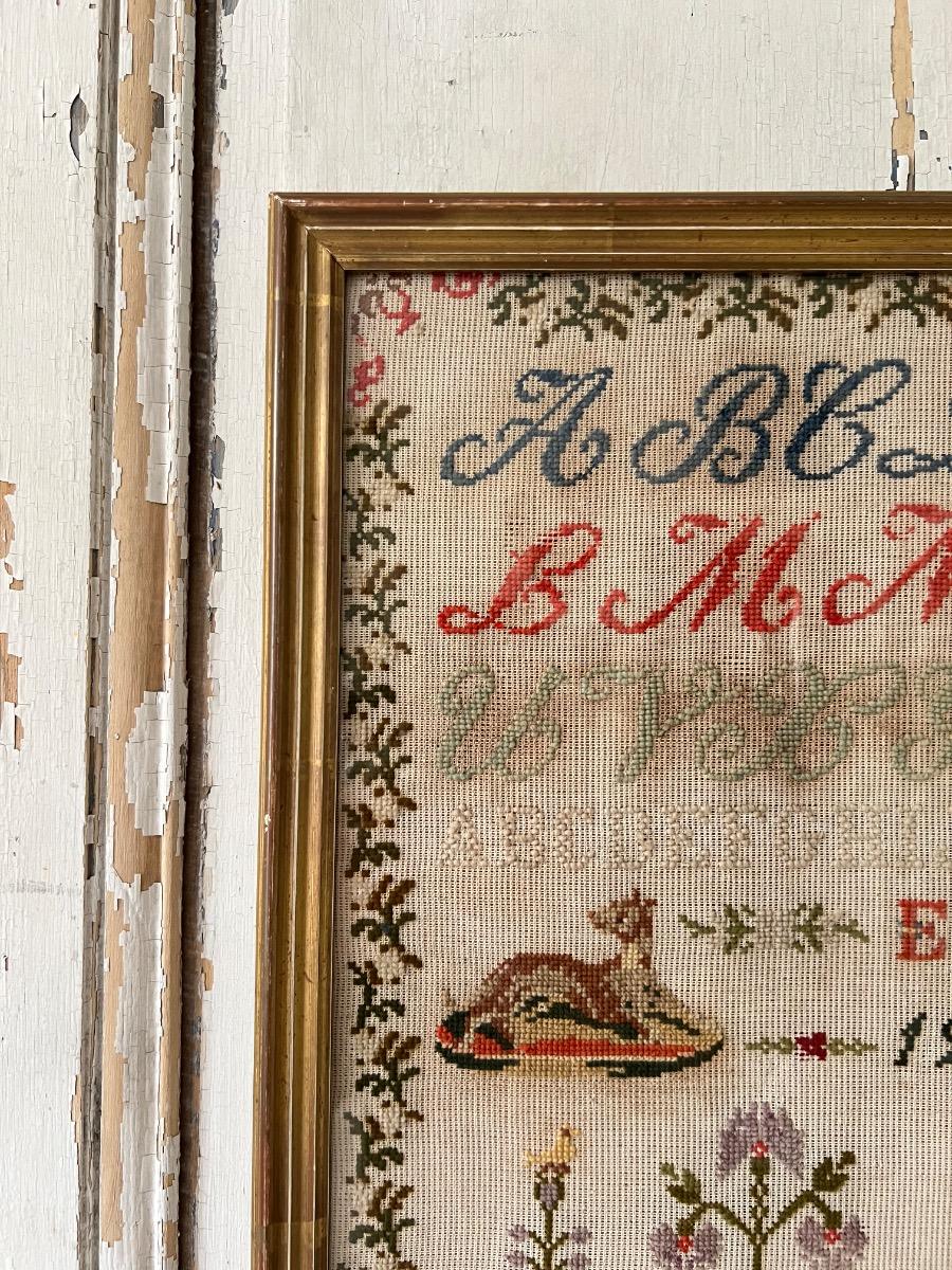 Abécédaire au petit point encadré 1900