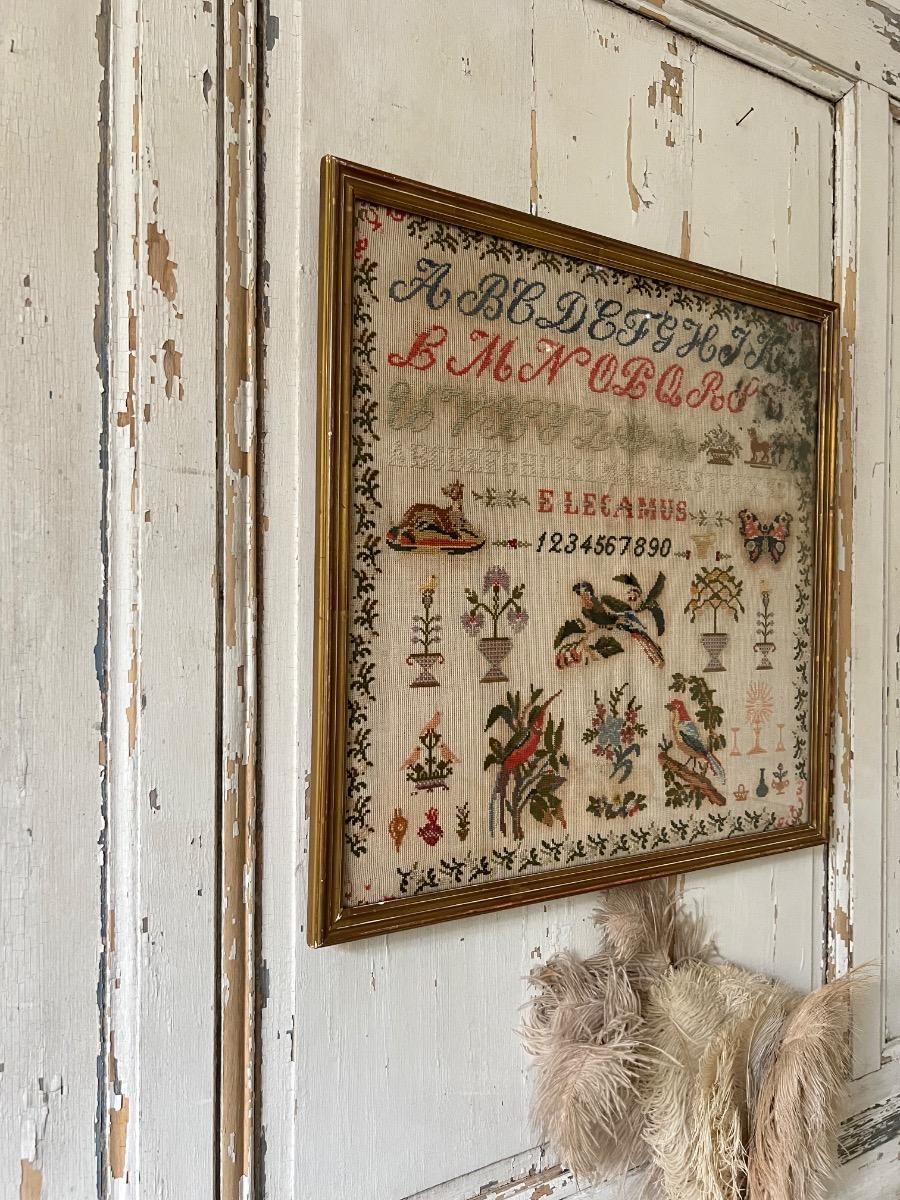 Abécédaire au petit point encadré 1900