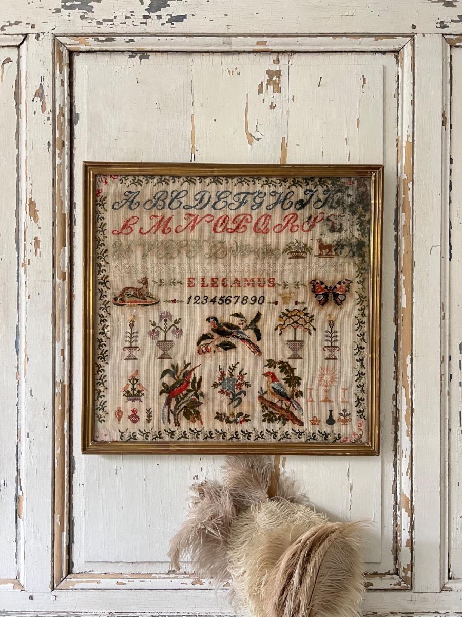 Abécédaire au petit point encadré 1900