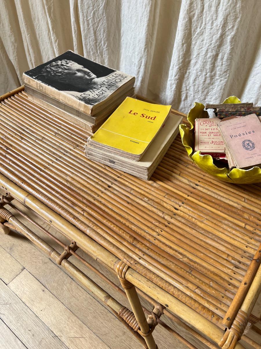 Table basse rotin 1950