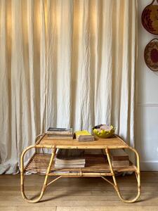 Table basse rotin 1950