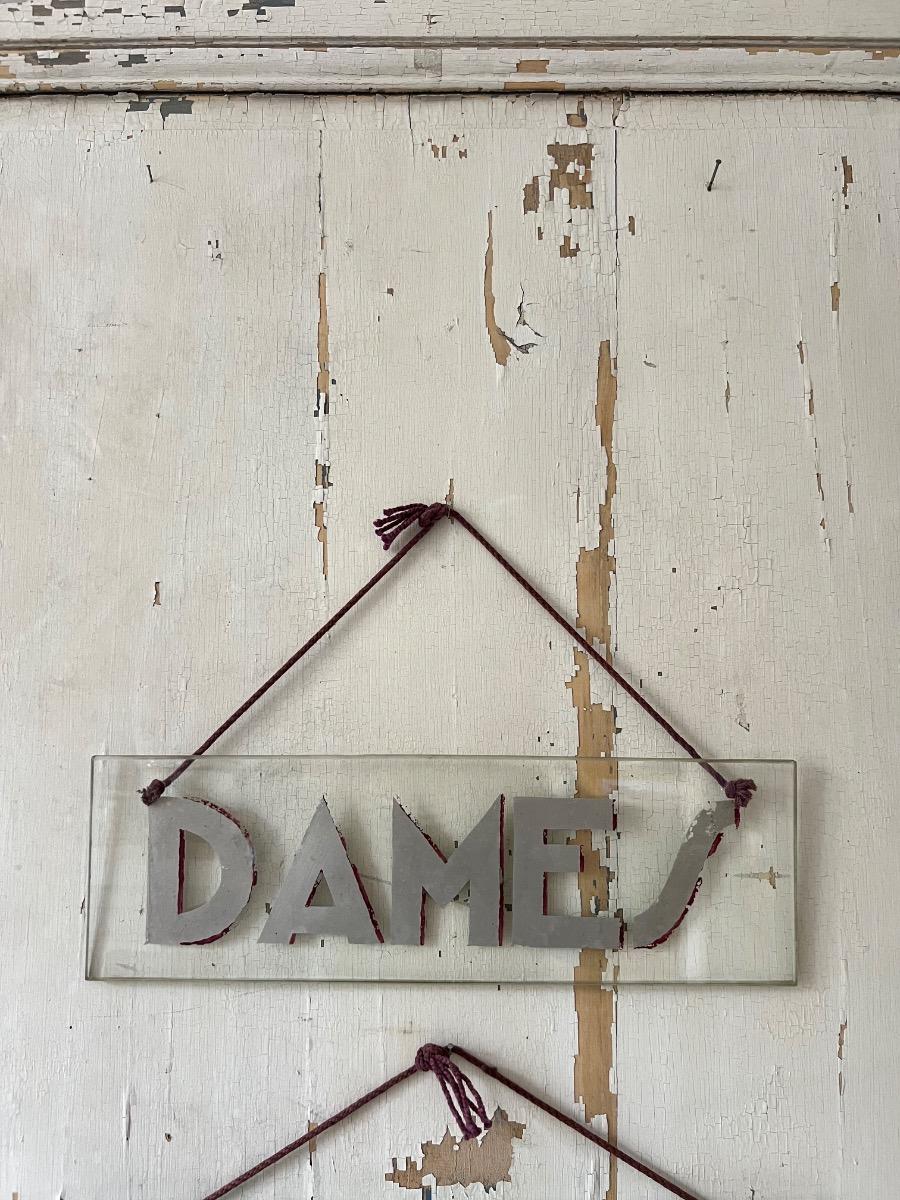 Duo de plaques verre Dames / Messieurs 1930