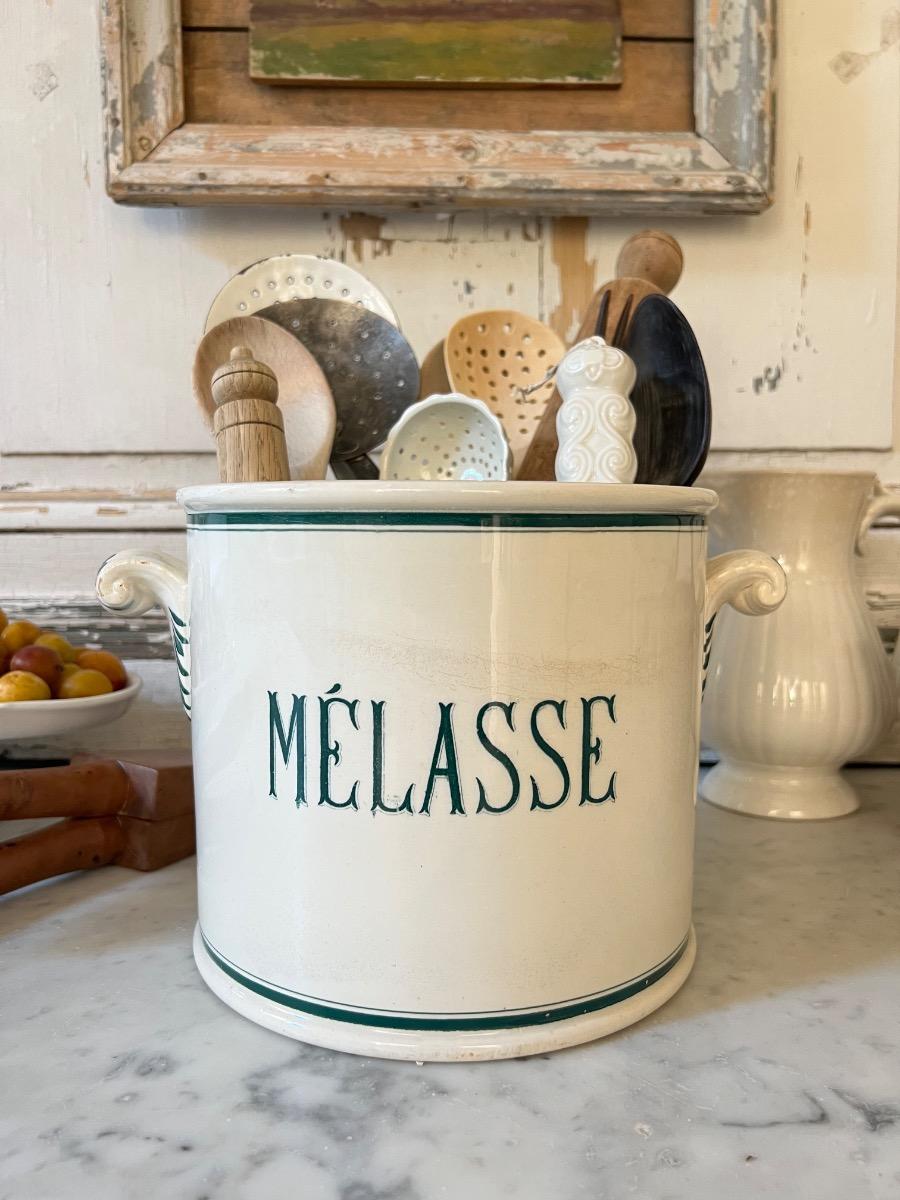 Grand pot à mélasse XIXème faïence Lunéville