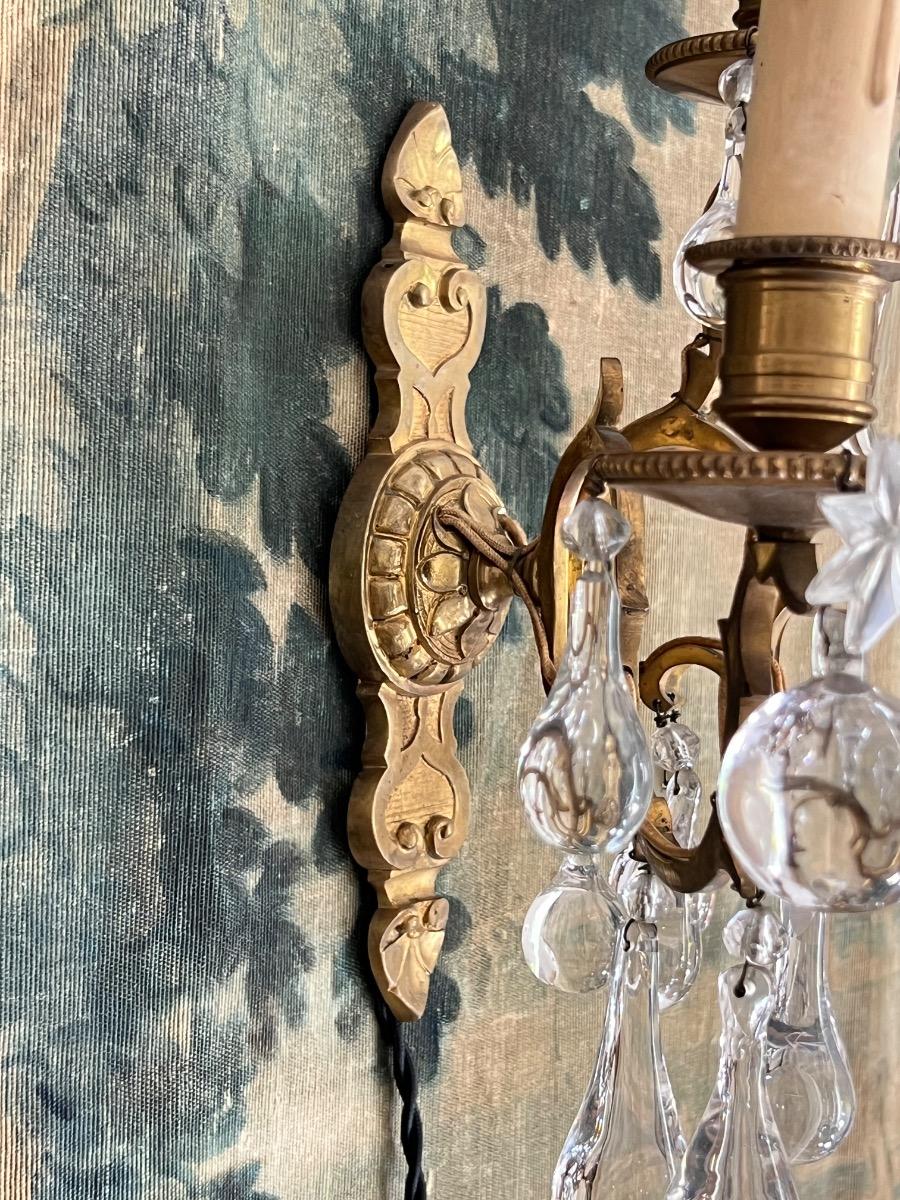 Paire d’appliques bronze pendeloques 1930