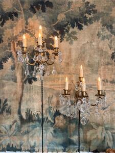 Paire d’appliques bronze pendeloques 1930