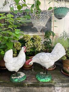 Couple poule et coq béton 1950